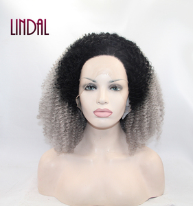 LINDAL gris dentelle avant perruques lâche bouclés gris cheveux synthétiques <span class=keywords><strong>perruque</strong></span> pour les femmes Cosplay fête <span class=keywords><strong>Halloween</strong></span> rebond moelleux cheveux - Product Image 1