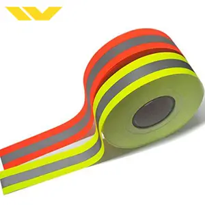 Sew on safety ribbon caution fabric reflective tape for firefighter uniform