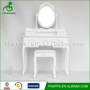 Blanco brillante Soporte De Madera Dormitorio <span class=keywords><strong>Vestidor</strong></span> Espejo - Product Image 3