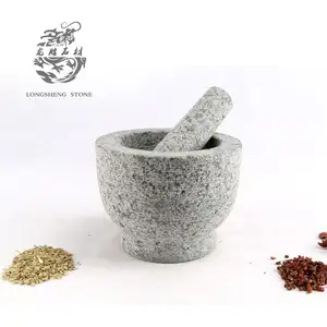 Ciotole di guacamole di artigianato di pietra di pestello di mortaio di molcajete di granito naturale all'ingrosso per le vendite