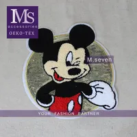 Atacado bonito Mickey mouse lantejoulas bordados patch para o vestuário