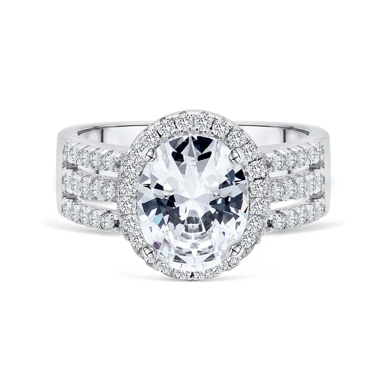 Customized Fashion Women Jewelry Wedding Micro Insert Gemstone 925 Sterling Silver Ring