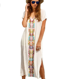 カスタム女性刺繍チュニックBoho <span class=keywords><strong>Hippie</strong></span>ビーチマキシ長袖ドレスコスチューム - Product Image 1