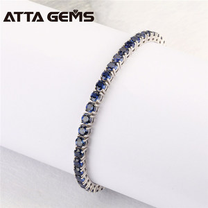 Pulsera de tenis de lujo con zafiro azul para mujer, plata de ley 925 - Product Image 2
