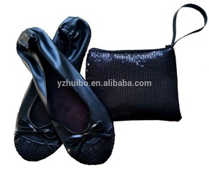 Giày Bệt Múa Ba Lê Có Thể Gập Lại Đính Kim Sa Sáng Bóng Kèm Túi - Product Image 3