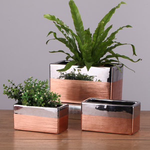 Gorgeous Design Silver Gold Plating <strong>Rectangle</strong> Wedding Decoration Ceramic Large Wholesale <strong>Plant</strong> <strong>Pots</strong> - Product Image 1
