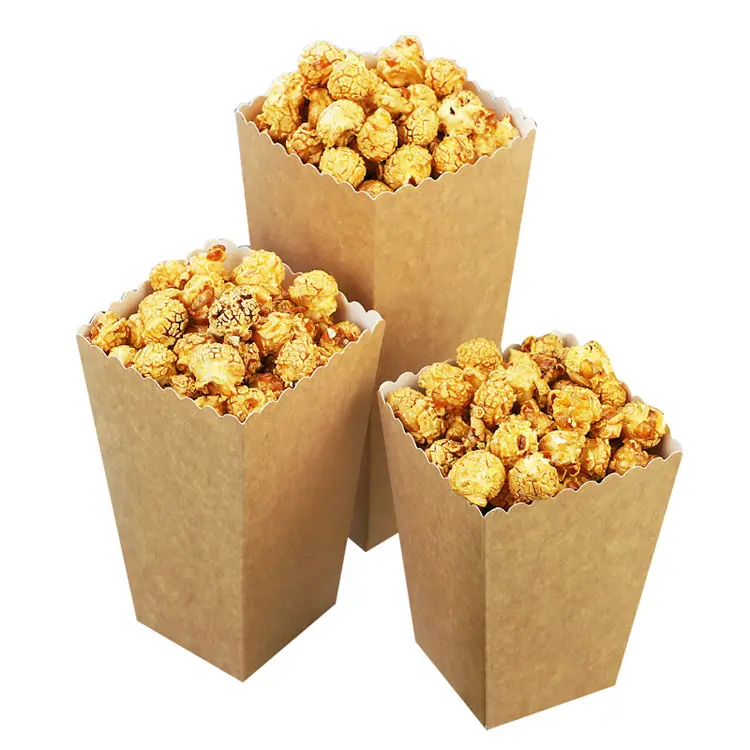จีนโรงงานกล่องบรรจุอาหารสูงเกรดรีไซเคิลข้าวโพดคั่วบรรจุภัณฑ์ปกแข็งที่กำหนดเองพิมพ์กล่อง popcorn กล่องขายส่ง
