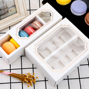White 5 and 10 Pieces Macaroon Cake Cookie Drawer Box With Clear Window
