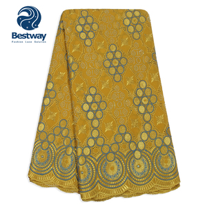 Dentelle Voile Suisse Avec Pierres Tissu Coton Africain De Haute Qualité Dentelle Sèche SL0473 - Product Image 1