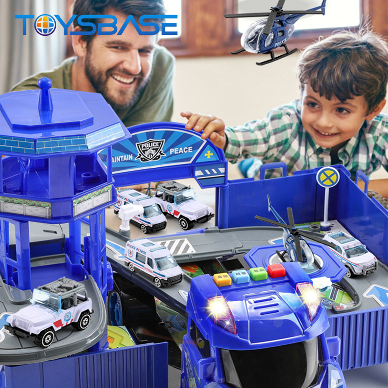 Детский полицейский большой грузовой трек Игрушечный Грузовик Слот автомобиль