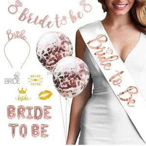 Rose Gold Bruid Sjerp Set Vrijgezellenfeest Gunsten Benodigdheden Ballon, Tiara,Banner, tattoo Wedding Bridal Rose Gold Sash Levert