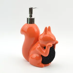 ceramic red squirrel shape bath liquid soap dispenser