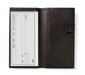 Slim Bifold Genuine Leather Cheque <strong>Book</strong> Holder <strong>Wallet</strong> - Product Image 6