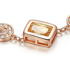 Pulsera <span class=keywords><strong>de</strong></span> boda <span class=keywords><strong>de</strong></span> 18K con circonita cúbica para <span class=keywords><strong>mujer</strong></span>, brazalete chapado en oro rosa, cristal austriaco colorido, cadena <span class=keywords><strong>de</strong></span> zirconia cúbica, 18K - Product Image 3