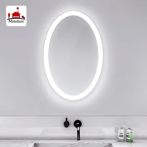 Otel tasarım banyo led aydınlatmalı ışıklı ayna duvara monte çerçevesiz buğu çözücü oval led ayna aydınlatmalı ayna