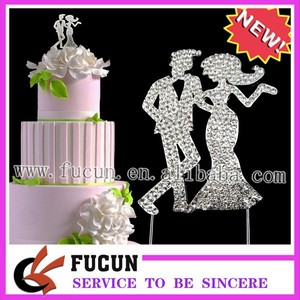 Fashion dazzling wedding "Bride & Groom" CRYSTAL design cake topper for selling - Product Image 1