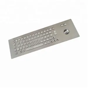 waterproof 65 keys Stainless steel Metal mechanical panel mounted keyboard with trackball or touchpad for selection