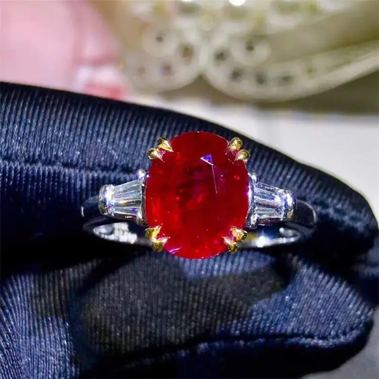Venta al por mayor SGARIT de Mozambique sangre de Paloma rojo vivo de rubí natural anillo de boda 18K 9k, 10k, 14k 22k joyas de oro de 24k