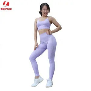 new type Energy seamless sexy strip ladies yoga sport bra and pant set