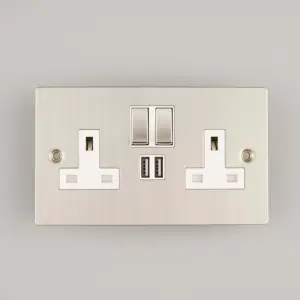 WK 13A Double Gang Electrical Switch Socket with 2USB Charge Plate