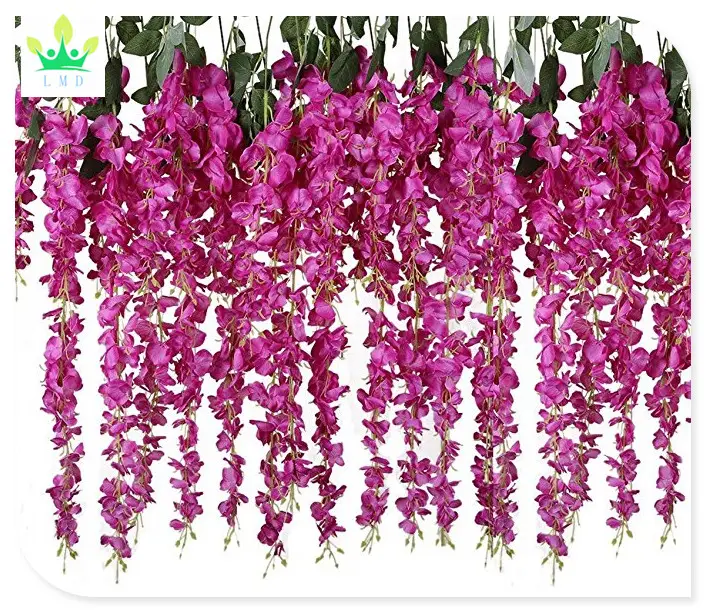 12 Pezzo Realistica Seta Artificiale Wisteria Vine Ratta Seta Appeso Pianta Del Fiore per la Casa Festa Decorazione di Cerimonia Nuziale ed Altri EVENTI