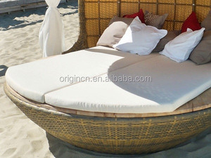 Tropisch Rondvormig Tuinmeubilair Rotan Cocon Zonnebank Met Luifel - Product Image 5