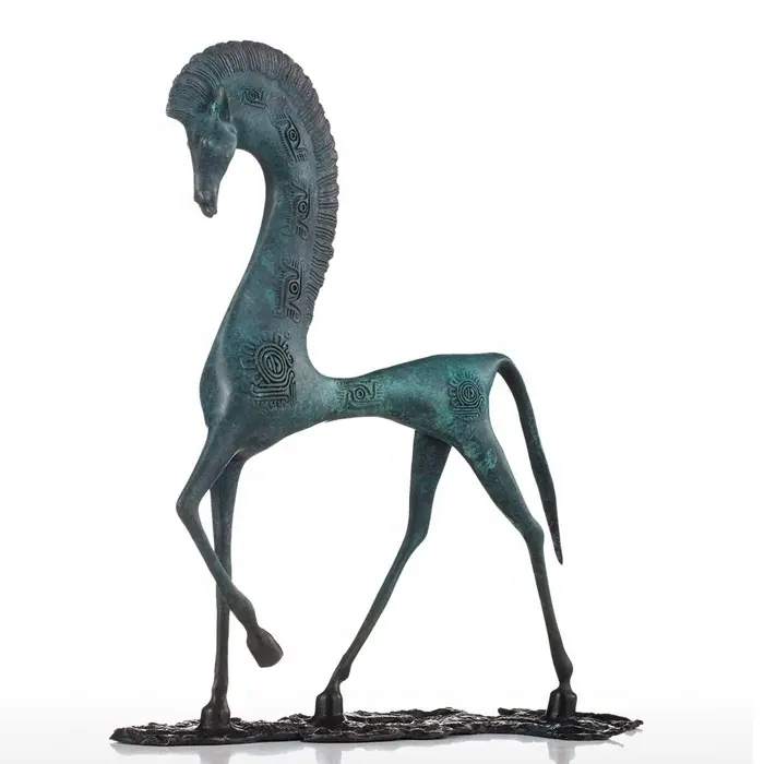 Escultura de cavalo bronze antigo da patina, tamanho da vida
