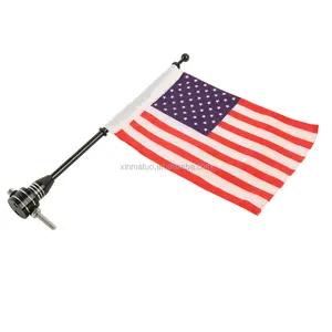 XMT-GL1856-1-B Motorcycle Luggage Rack Vertical Pole USA Flag For Harley Electra Touring Street Road Glide