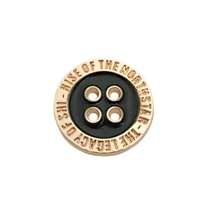 Fashion engraved gold brand logo custom metal 4 hole button with logo for clothing