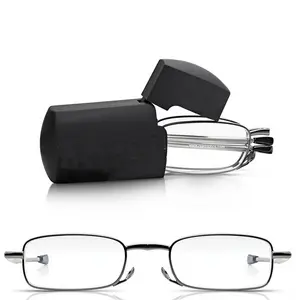 Gafas de lectura plegables ópticas con estilo, ce, gafas de lectura de bolsillo pequeñas con tapa abatible, mini estuche más ligero