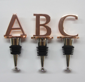 Tapones de vino de aleación de zinc con alfabeto dorado rosa, juego de 26 letras, sello de silicona de grado alimenticio, regalo personalizado para Bar - Product Image 3