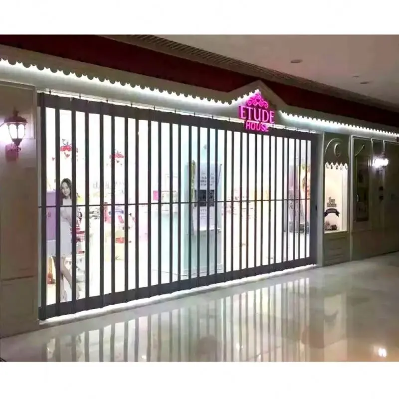 Puerta corredera plegable de policarbonato transparente para tienda, puertas de seguridad de acordeón de aluminio y PVC, comercial, nueva moda, 2022