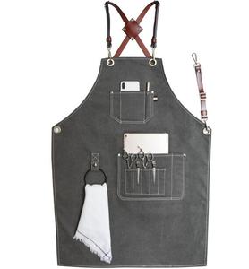 Denim Tạp Dề Không Thấm Nước Dây Đeo Coffee Machine Barista Tô Cắt Tóc Làm Vườn Hoa Làm Việc Tạp Dề Tạp Dề Tùy Chỉnh Vải - Product Image 5