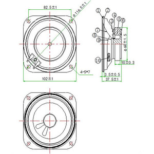 LS102W-1F-R8 Loa 4Inch 8Ohm <span class=keywords><strong>10W</strong></span> Hình Chữ Nhật 102*82.5Mm Chuyên Nghiệp Ngoài Trời Không Thấm Nước Cụ Loa 8.94V - Product Image 3