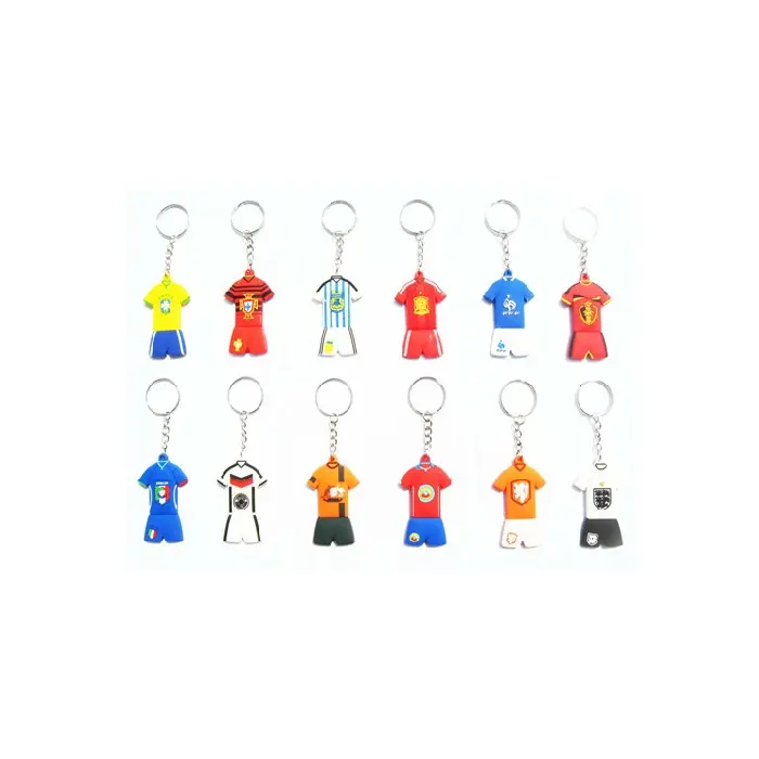 Various football club 3d jersey pvc soft rubber keychain for sale