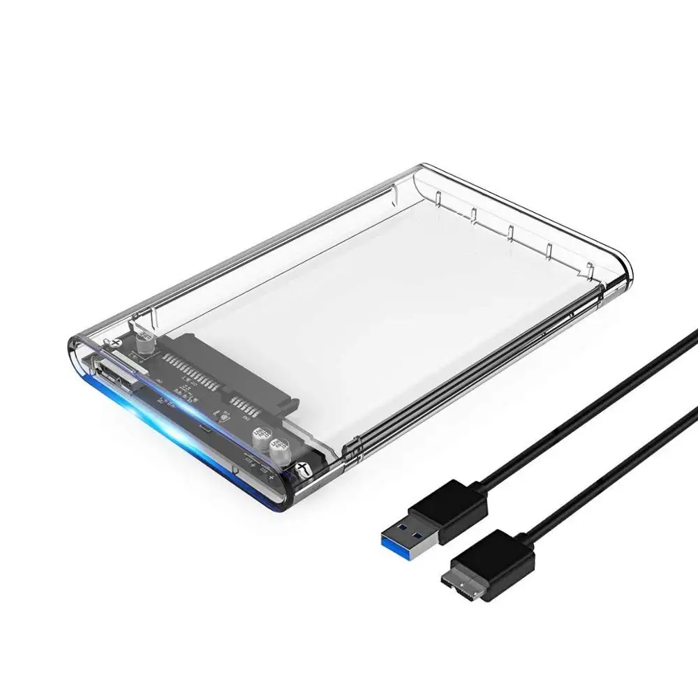 Screw Less Full Transparent Hard Drive Disk Case USB3.0 to SATA3 Hdd Enclosure
