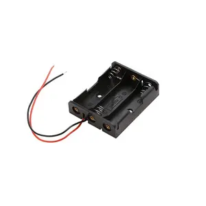 סיטונאי שחור פלסטיק 4.5V 3 x AA סוללה תא בעל תיבת מקרה תא עם חוט מוביל