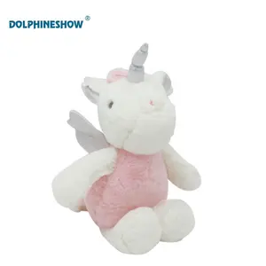 Grosir Boneka Unicorn Mewah Merah Muda Cantik dengan Sayap OEM Desain Bordir Kustom Boneka Hewan Unicorn untuk Anak-anak