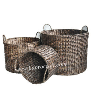 ตะกร้าผักตบชวาทรงกลมสไตล์วินเทจพร้อมที่จับ2อันรูปทรงวงกลม3866/3 HS - Product Image 5