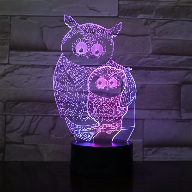 動物フクロウナイトランプ3d照明器具部屋の装飾多色ベッドサイドランプベビールミナリーネオン子供用LEDナイトライトフクロウ