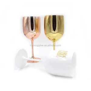 Gold plated ABS party wine glasses, plastic drinking cup, champion cup custom