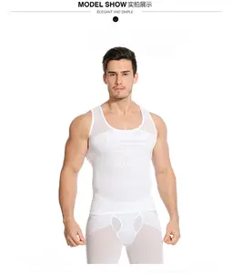 Weiße schlanke Shape wear Polyester Mesh Stoff Body Shaper Weste Männer für den Sport