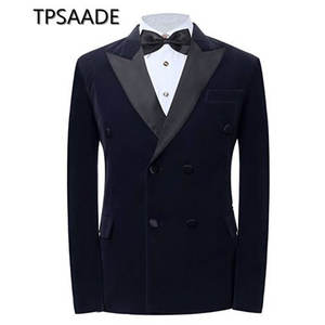 Mens Velluto di Cotone Ha Raggiunto Il Picco Risvolto Smoking Dello Casual Blazer Abiti <span class=keywords><strong>Slim</strong></span> <span class=keywords><strong>Fit</strong></span> Cappotti Giacche Solo Un <span class=keywords><strong>Cappotto</strong></span> - Product Image 3