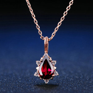 Naturale Della Pietra Preziosa Dell'<span class=keywords><strong>argento</strong></span> Sterlina 925 5x7 millimetri Perla Cut Rosso Granato Pyrope Collana S925 Per Le Donne NI024 - Product Image 2
