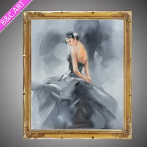 Abstraktes Ballett-Mädchen, das handgemachtes Flamenco-Tänzer-Ölgemälde auf Leinwand tanzt