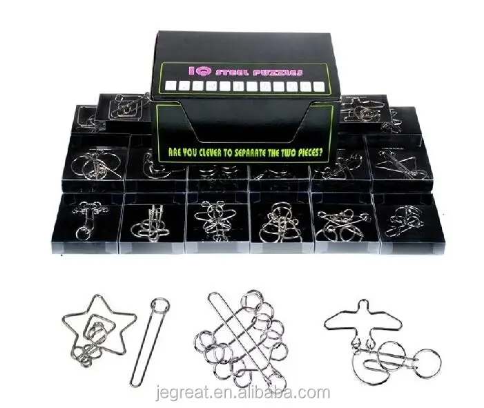 24 pçs/kit iq mind teste fio de metal, quebra-cabeça mágico de cérebro, quebra-cabeças, jogo de alto nível para adultos, crianças