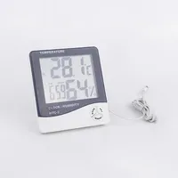 Termometer Digital Higrometer, Pengukur Temperatur Elektronik dengan HTC-2 Alarm Stasiun Cuaca Dalam Ruangan LCD