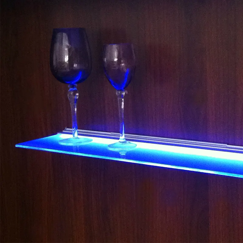 Decorative Display Glass Shelf LED Light with Multiple Colors Frosted Glass Wall Shelf