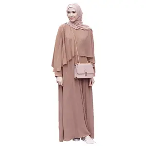 2018 Plain Loose Nude Muslim Long Dress Islamic Clothing for Ladies