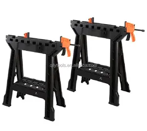 Plastic Werkbank Vastklemmen Sawhorse Paar Werk Jobsite Tafelcirkelzaag Paard Tool Black